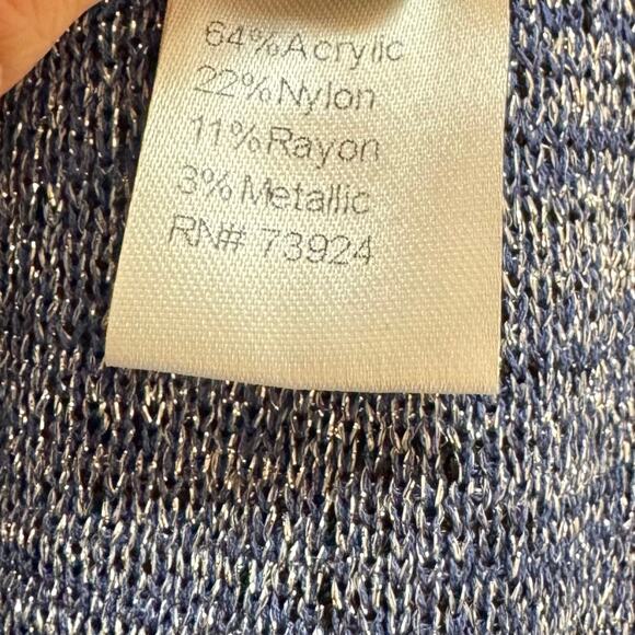 Misook Blue Metallic Knitted Pull On Mini Skirt Medium - Picture 5 of 9